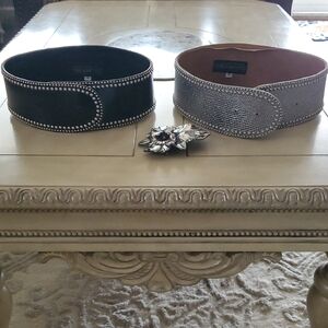 Studded Wide Waist Belt - Black and Silver